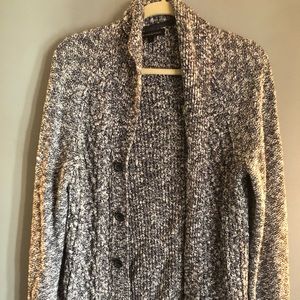 Men’s blue & white shawl banana republic sweater